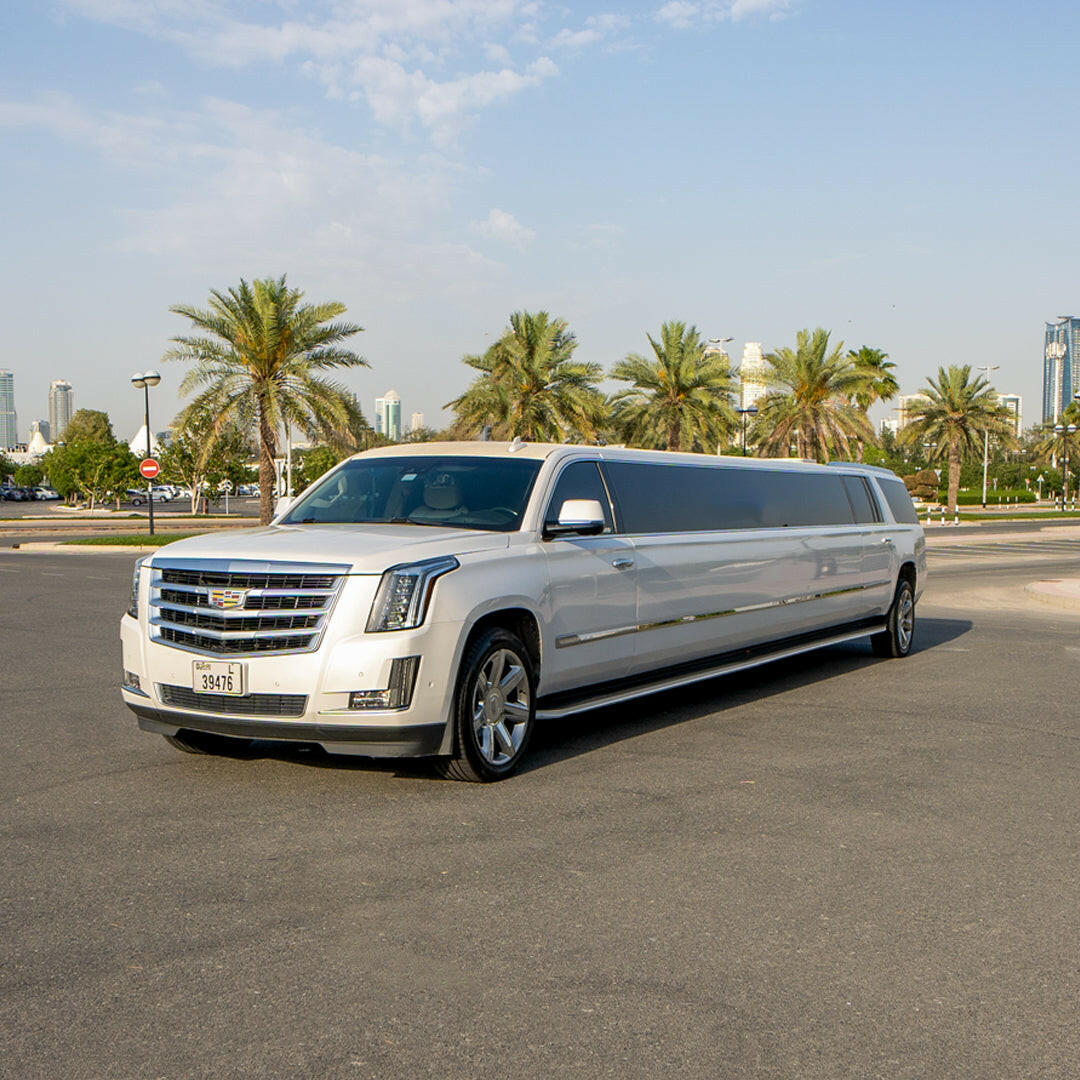 Cadillac stretch limousine with chauffeur in Dubai